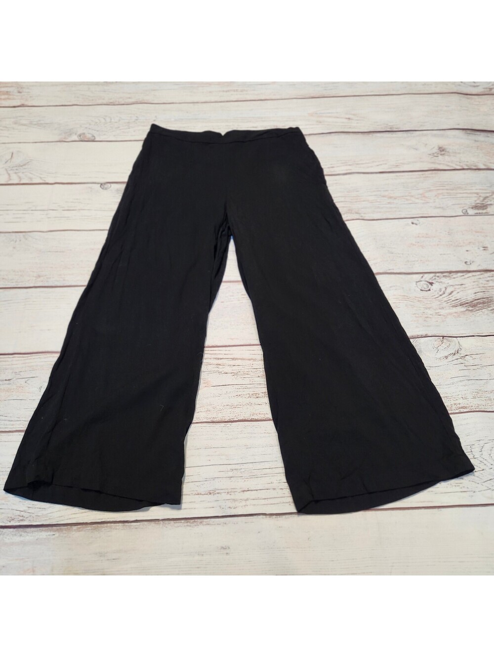 Old Navy Black Wide Leg Pull On Pants Large Petite With Pockets